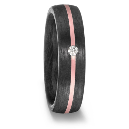 Alianza carbono negro con oro rosa y diamante.